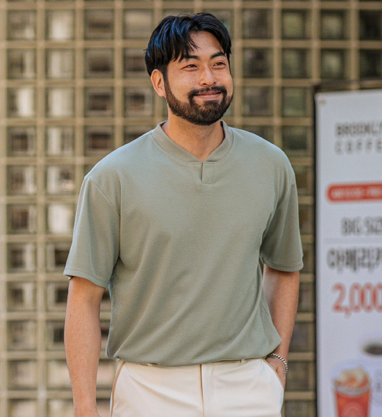 (XL-6XL)<br>까사노 亨利颈 短袖T恤