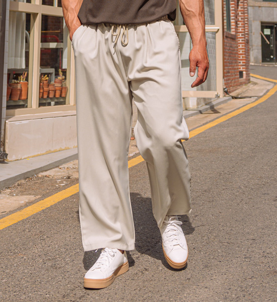 (L-5XL)<BR>카루소 广泛的 松紧带裤 <br><font color="#098a09"><B>选择长度 (基础,长款+10cm)</B></font>