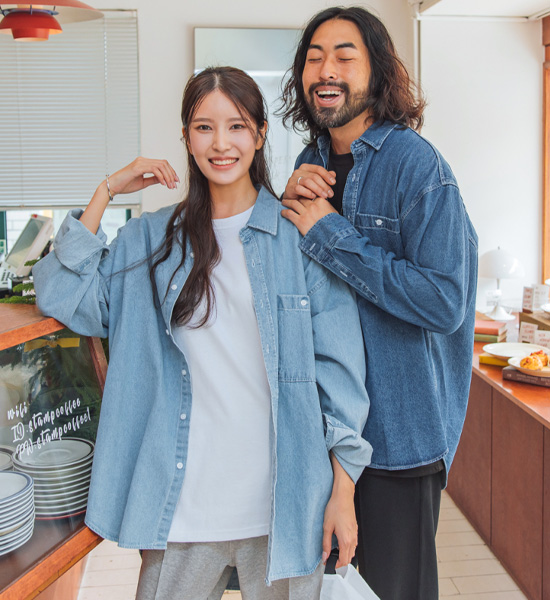 (L-6XL)<br>로크너 牛仔衬衫