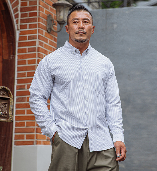 (L-5XL)<BR>콤바크 条纹衬衫