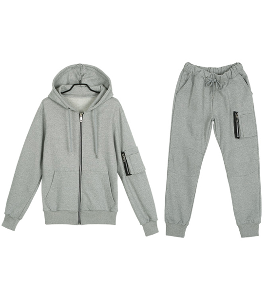 (M-4XL)<BR>누구나 带帽拉链+연극 항공밴드팬츠