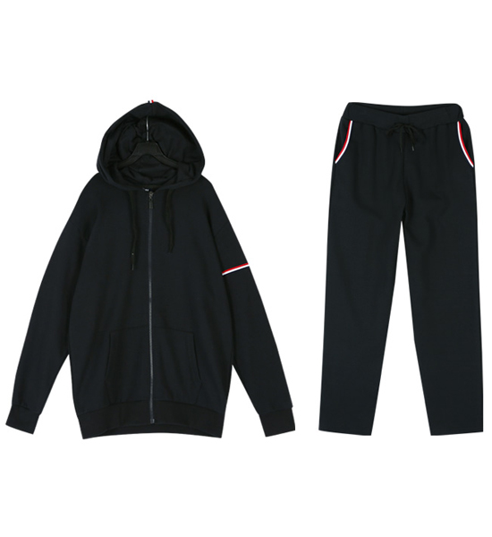 (M-4XL)<BR>잡아준다면 带帽拉链+어려보여 3줄슬림밴딩팬츠