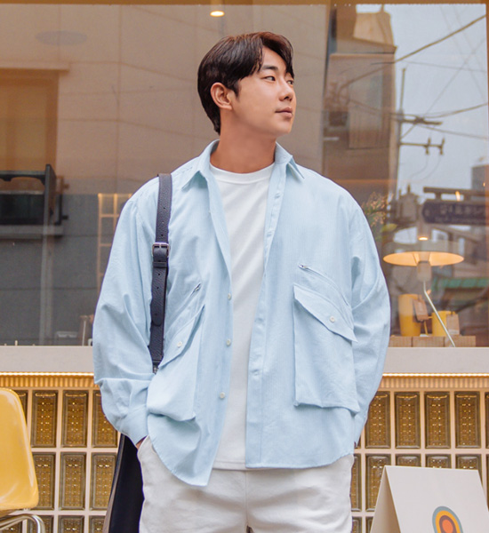 (XL-6XL)<br>얼티마 条纹 린넨면 衬衫&外套