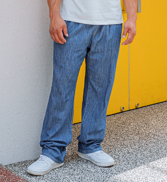 (M-5XL)<BR>볼드비 半宽 牛仔松紧带裤