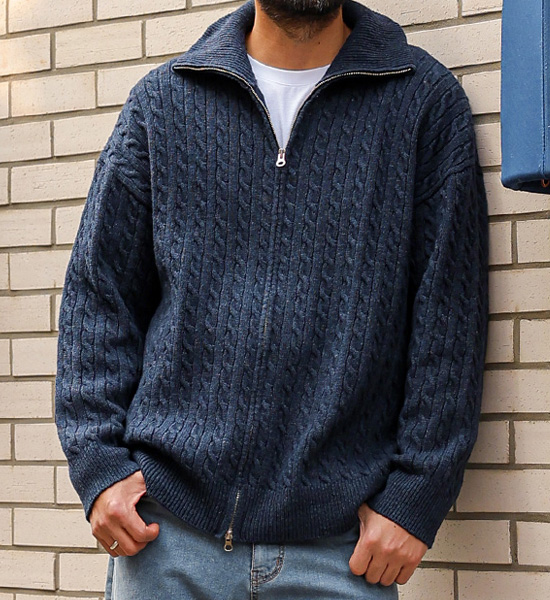 (XL-6XL)<BR>코르윈 풀집업 针织开衫