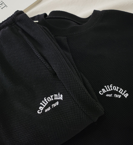 (L-5XL)<BR>이크링 一对一交流+우키홀 半宽配合 运动服裤子