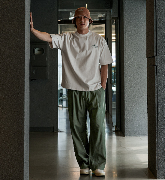 (L-4XL)<br>로즈호 半宽配合 亚麻 松紧带裤 <br><font color="#098a09"><B>选择长度 (基础,长款+8cm)</B></font>