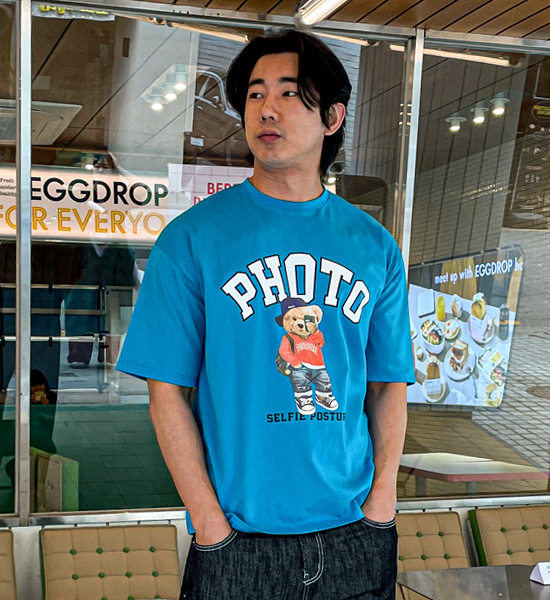 (L-5XL)<BR>셀피곰돌이 분또반팔티