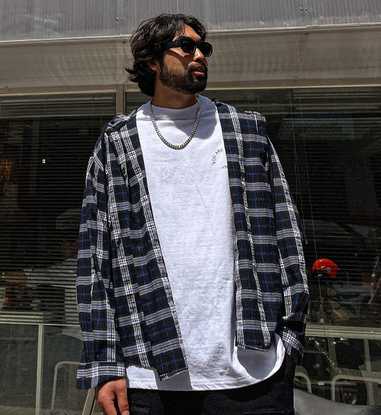 (XL-6XL)<BR>라즈마 带兜帽的格子衬衫