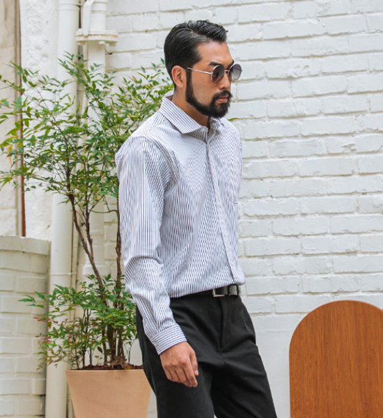 (M-4XL)<br>공연초대 条纹衬衫