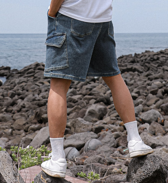 (L-5XL)<br>버트하드 牛仔束腰短裤 878