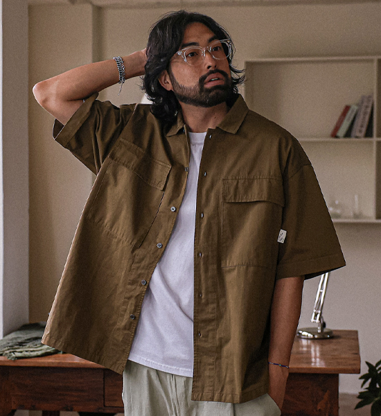 (L-5XL)<BR>타하시 短袖衬衫 1103