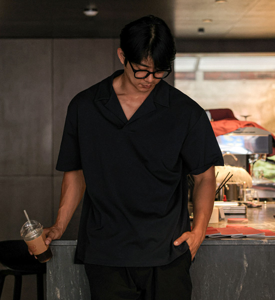 (L-5XL)<BR>바스타나 开领 短袖T恤