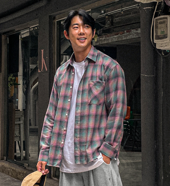 (L-5XL)<BR>카토라 格子衬衫