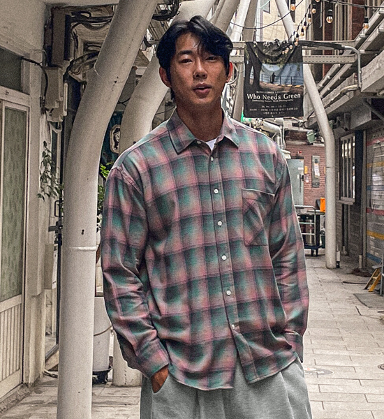 (L-5XL)<BR>카토라 格子衬衫