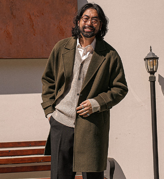 (L-6XL)<BR>아칸다 手工制作 싱글羊毛코트(羊毛71%) 9092