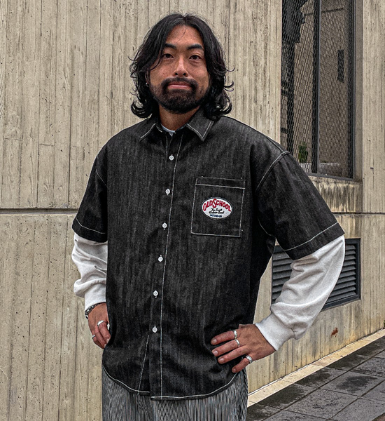(XL-6XL)<BR>닝스토 分层 생지데님셔츠