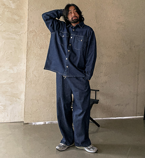 (XL-5XL)<br>샤루디 牛仔衬衫&外套+마사티카 牛仔松紧带裤