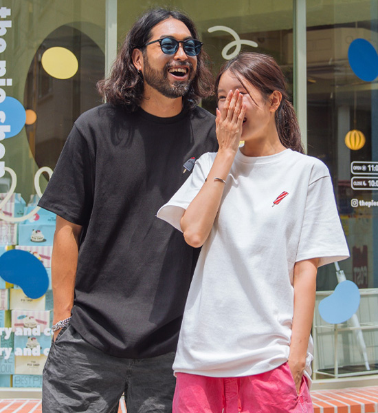 (S~6XL)<br>썸남썸녀 冰淇淋 刺绣 短袖T恤