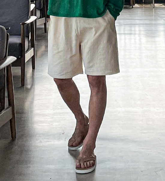 (M-4XL)<br>마카디 亚麻 松紧带短裤 1109