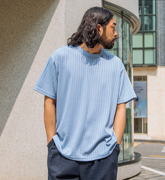 (L-4XL)<br>큐텔라 有肋的 短袖 针织衫