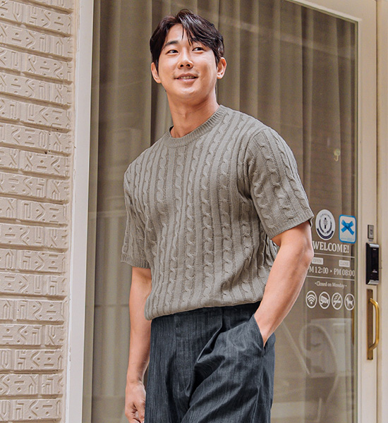 (L~4XL)<br>코이두 麻花型 短袖针织品