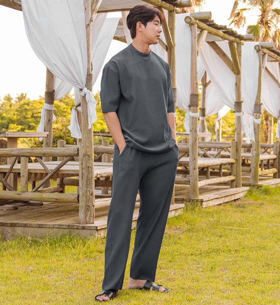 (L~5XL)<BR>보아비스 短袖T恤+우아초 松紧带裤