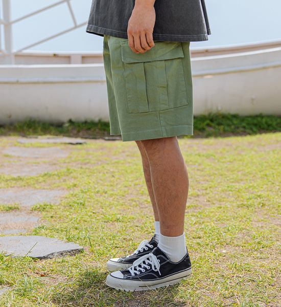 (L-4XL)<br>마스느 工装裤 松紧带短裤