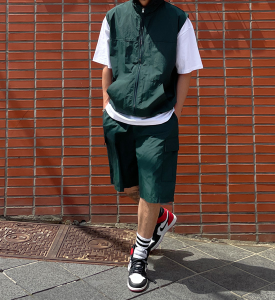 (L-4XL)<BR>사그란 带帽马甲+다블라 货物绑带短裤