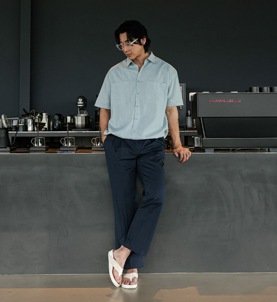 (XL-5XL)<br>히도라 亚麻短袖衬衫