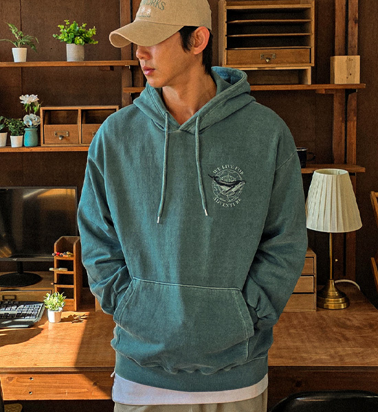 (L-5XL)<BR>마그나토 颜料 带帽T恤