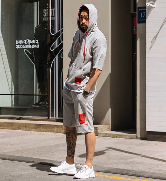 (L-4XL)<BR>레드락 卫衣 短袖T恤+레드홀스 运动服 短裤