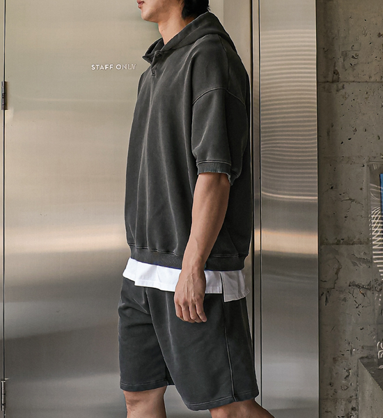(3XL-6XL)<BR>로나이프 短袖连帽衫+스턴하버 松紧带短裤
