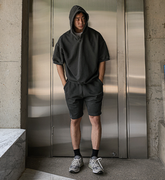 (3XL-6XL)<BR>로나이프 短袖连帽衫+스턴하버 松紧带短裤
