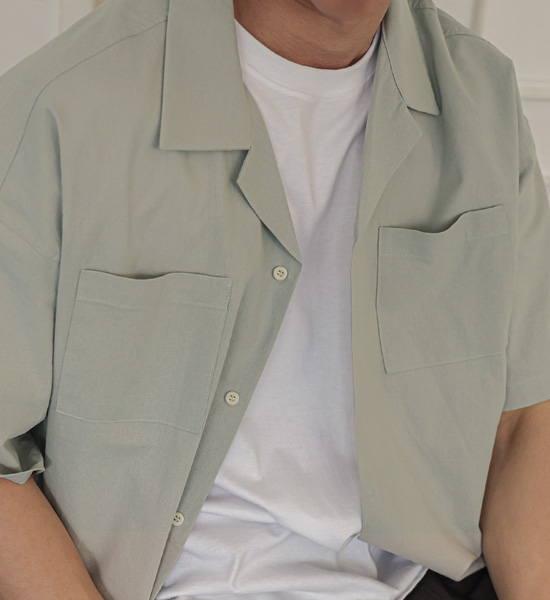 (XL-6XL)<br>오포치노 亚麻短袖衬衫