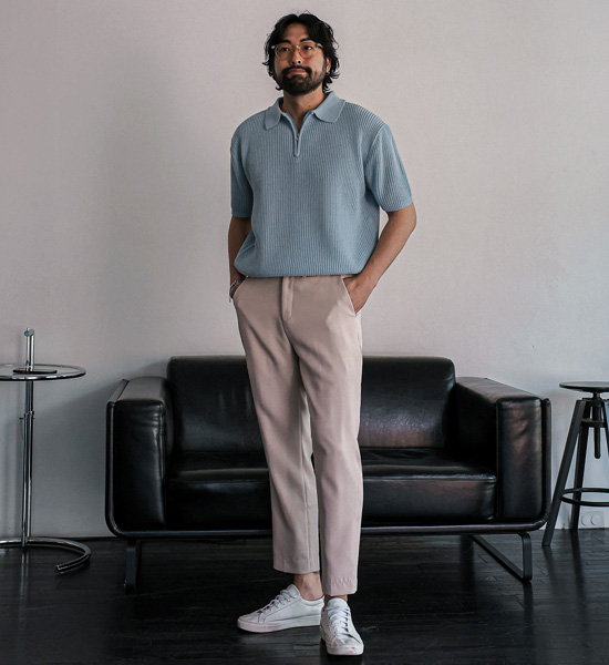 (L-5XL)<BR>니토다 短袖领针织品