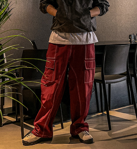 (XL-6XL)<BR>카소타 半宽配合 货物松紧带裤