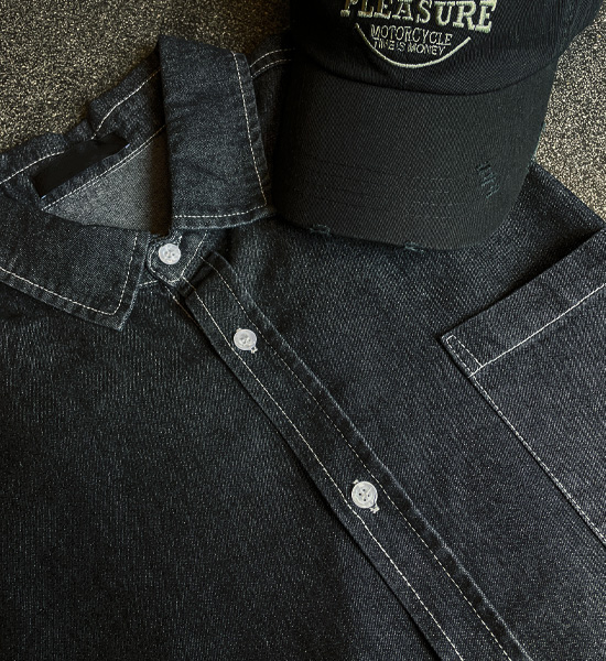 (XL-6XL)<BR>팡카 牛仔短袖衬衫