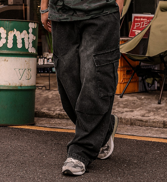 (XL-6XL)<BR>미타칼 半宽配合 货运牛仔布 松紧带裤 RA-1082