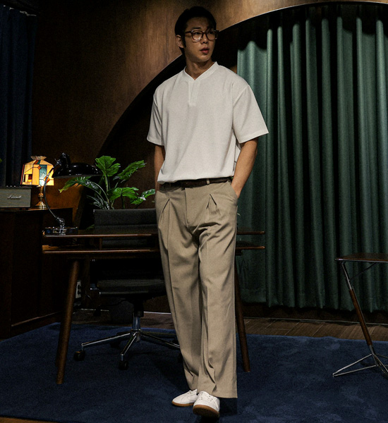 호디키 半宽配合 松紧带宽松裤