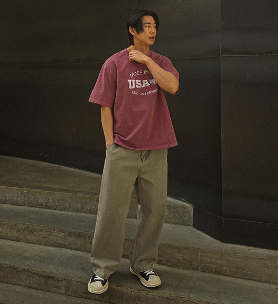 (M-5XL)<BR>모라이즈 颜料 短袖T恤