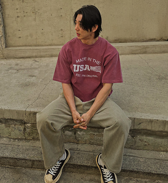 (M-5XL)<BR>모라이즈 颜料 短袖T恤