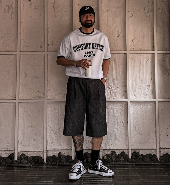 (L-5XL)<BR>푸기카 百慕大 牛仔束腰短裤