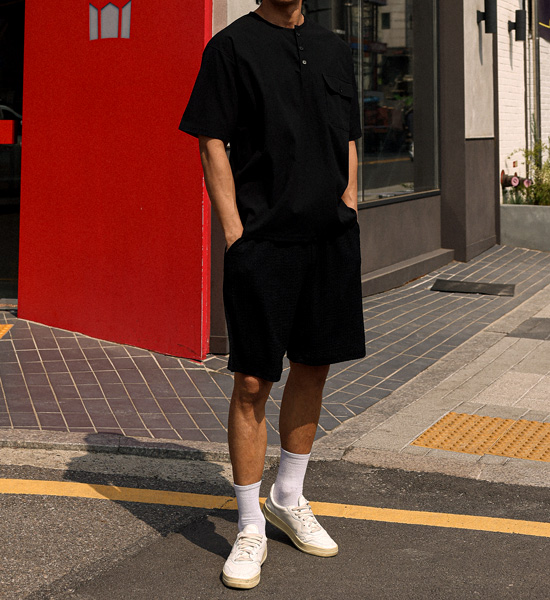 (XL-4XL)<br>반모리사 亨利颈 短袖T恤