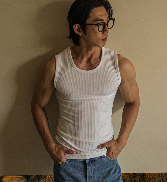 (L-5XL)<BR>노디카스 带肋无袖衬衫 T025