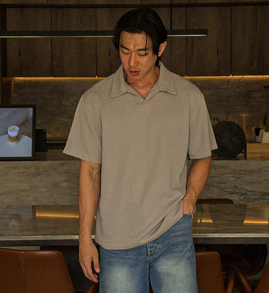 (M-4XL)<BR>캐스단 短袖领针织品