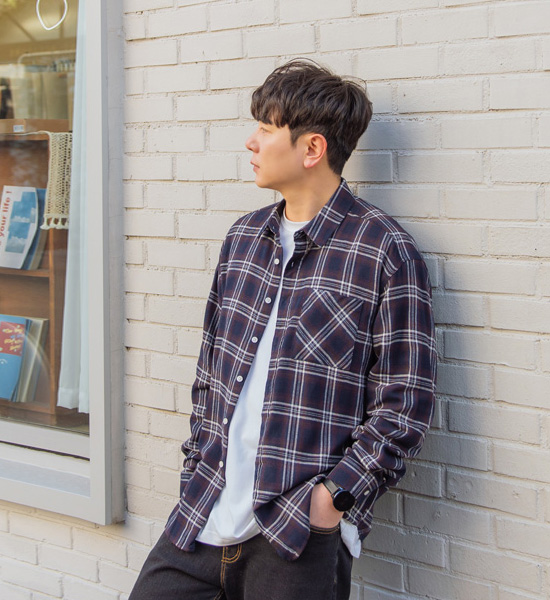 (L~5XL)<br>일년쯤 格子衬衫