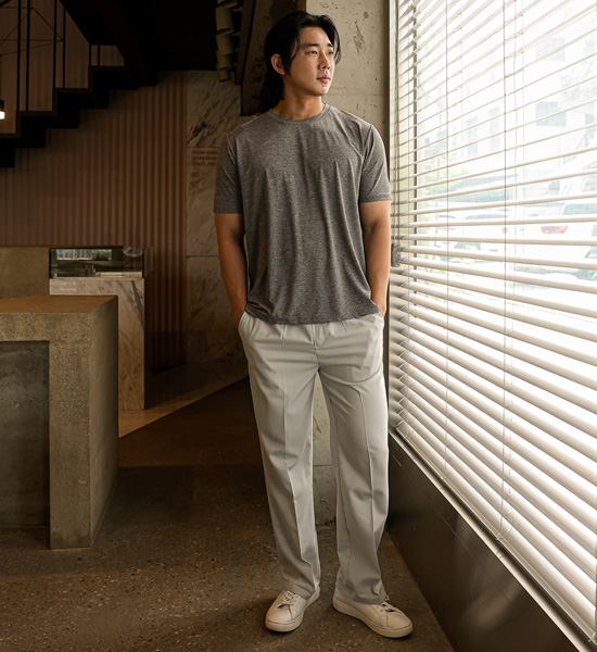 (M-6XL)<br>清凉 촉감 功能 短袖T恤<br><font color="#224f20"><B>*选择长度 (基础,长款+6cm)</B></font>