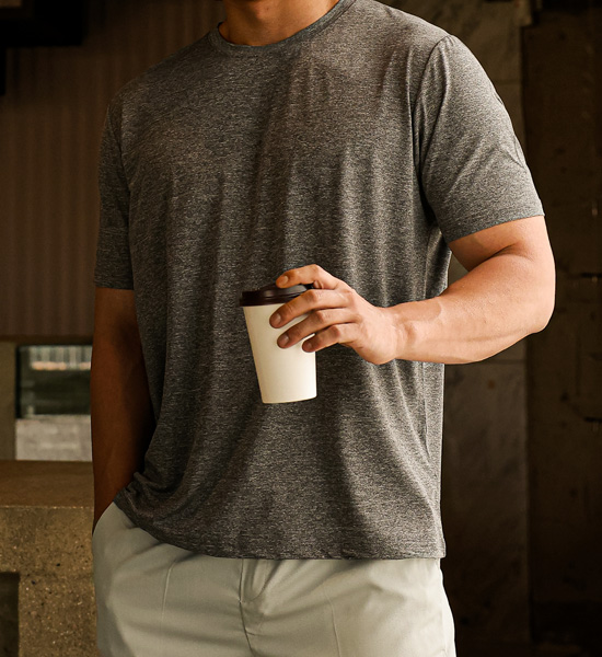 (M-6XL)<br>清凉 촉감 功能 短袖T恤<br><font color="#224f20"><B>*选择长度 (基础,长款+6cm)</B></font>