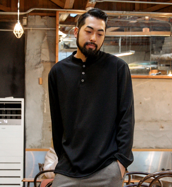 (L~5XL)<br>마리트 3단추 长袖亨利颈衬衫